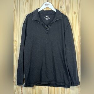 Tommy Bahama Charcoal Black Washed Long Sleeve Polo